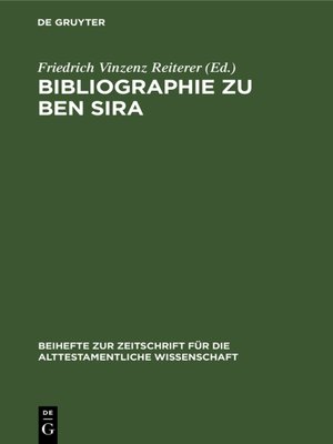 cover image of Bibliographie zu Ben Sira